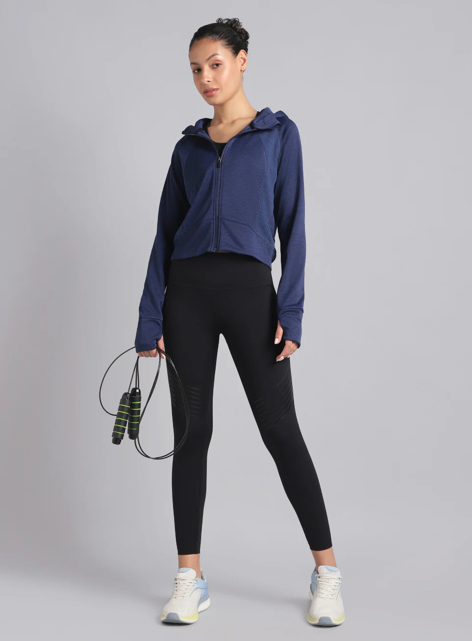 Women's Blue Work it Out Training Cropped Jacket - Image 3