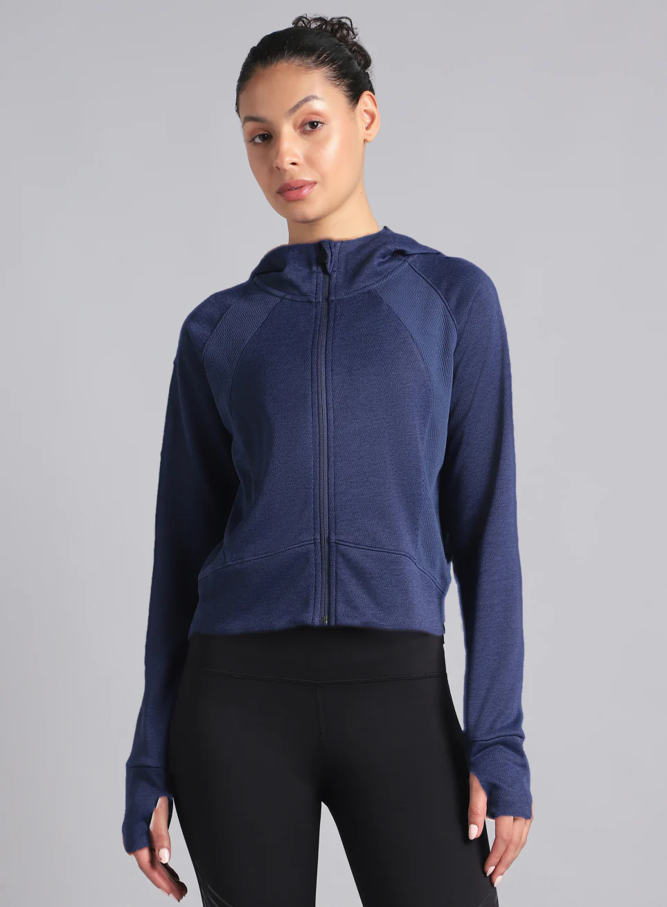 Women's Blue Work it Out Training Cropped Jacket - Image 4