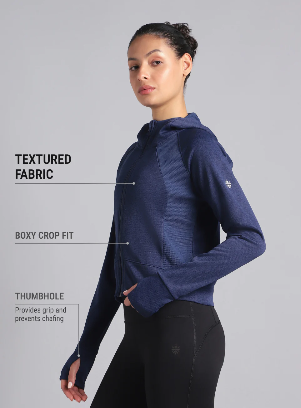 Women's Blue Work it Out Training Cropped Jacket - Image 5