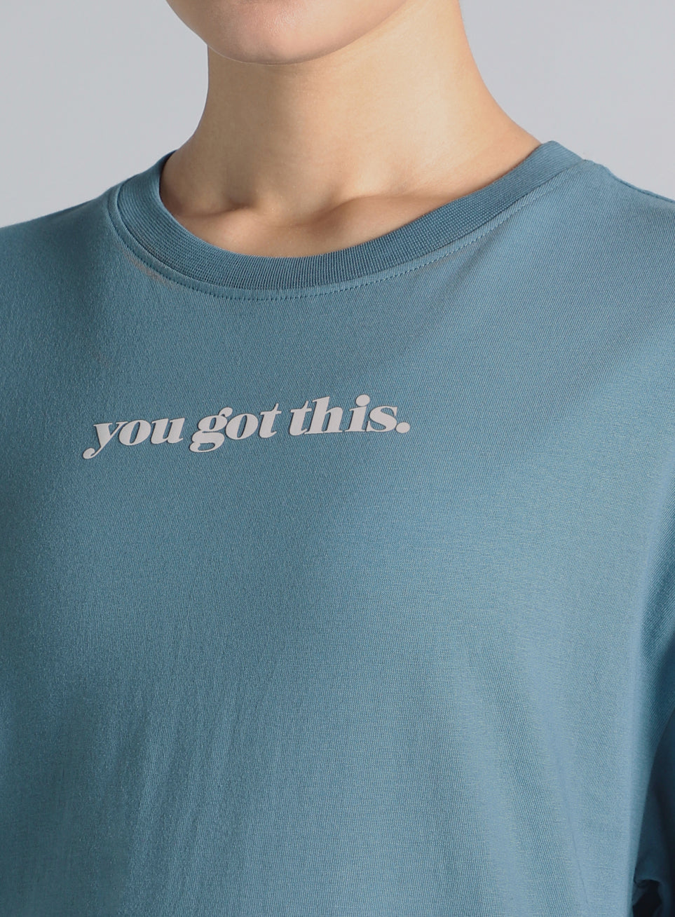 Women's Blue You Got This Puff Print Peach Oversized T-shirt - Image 7