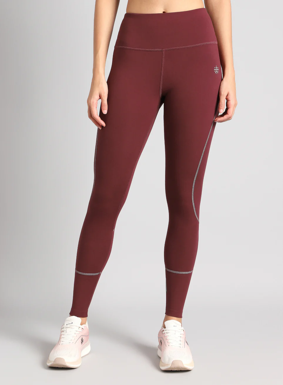 Women's Brown Absolute Fit Solid Running Tights - Image 4