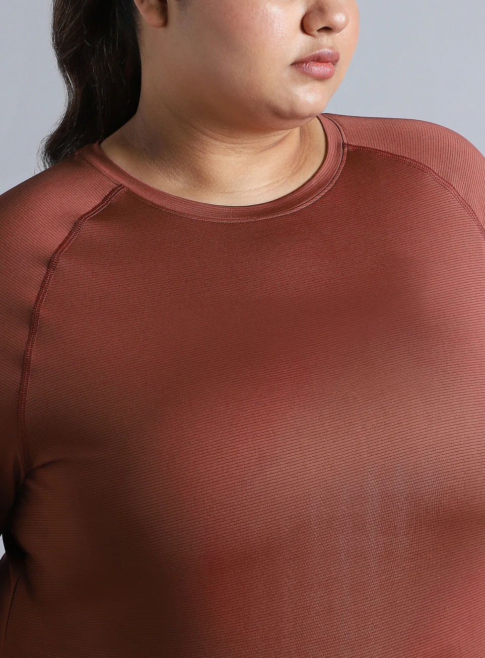 Women's Brown Back Cut Out Plus Size T-shirt - Image 7