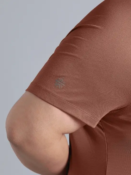 Women's Brown Back Cut Out Plus Size T-shirt - Image 8