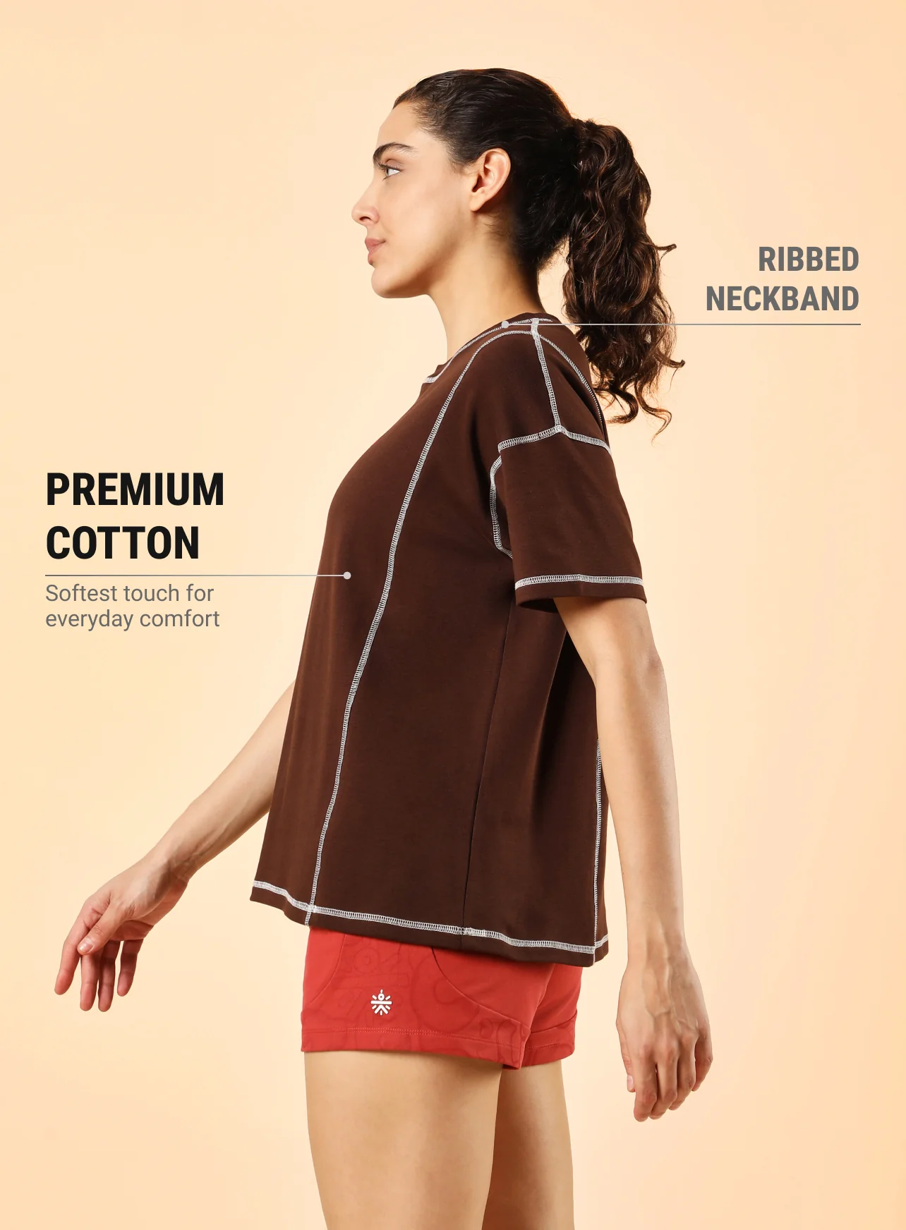 Women's Brown Community Sports Relaxed fit T-shirt - Image 5