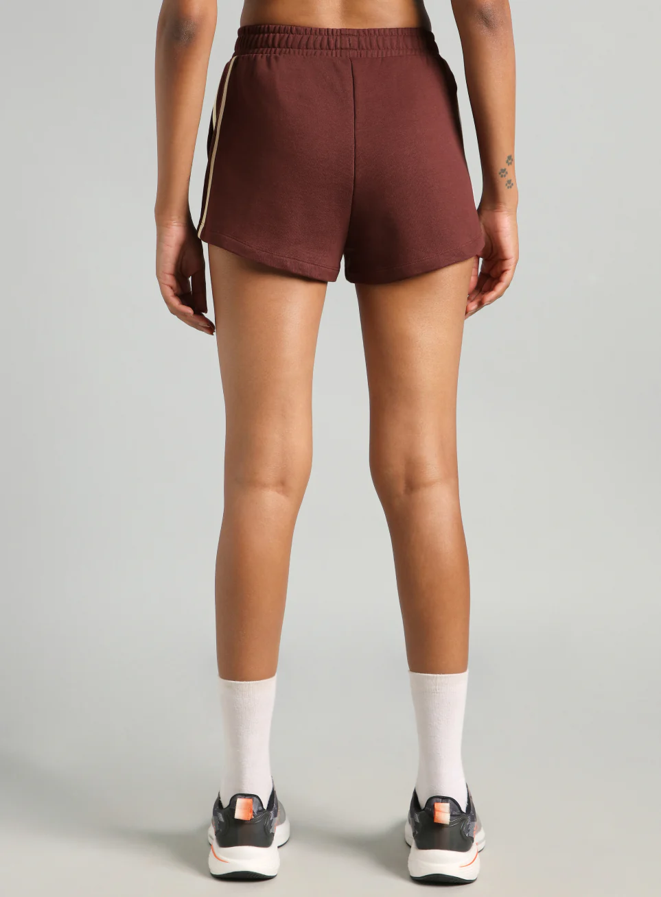Women's Brown Contrast Power Tape Shorts - Image 6