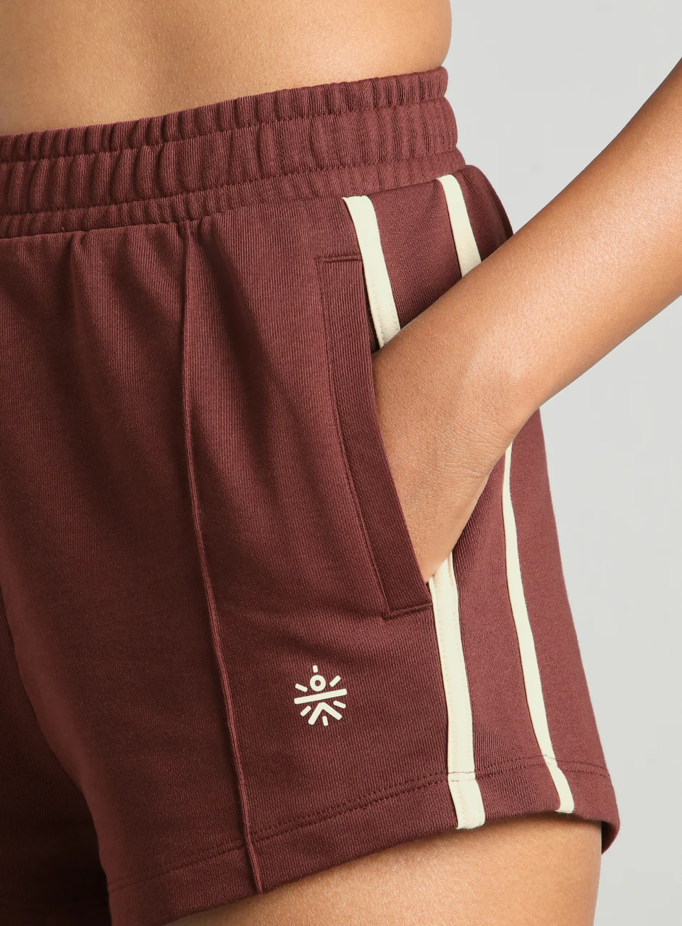 Women's Brown Contrast Power Tape Shorts - Image 7