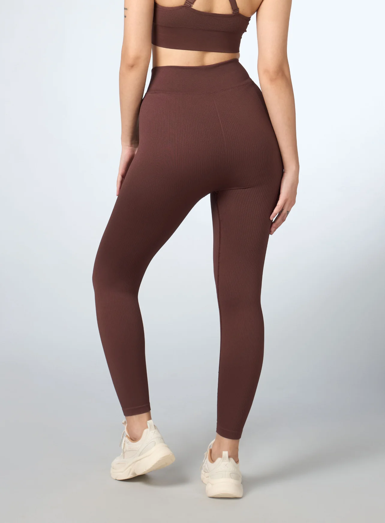 Women's Brown Cross Fit Seamless Tights - Image 6