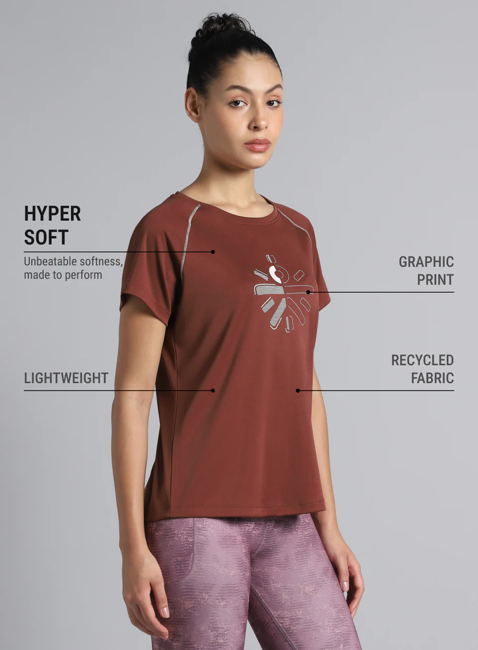 Women's Brown Cult Branded Recycled Poly Performance T-shirt - Image 5