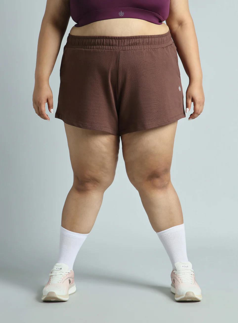 Women's Brown Plus Size Everyday Essential Cotton Shorts - Image 4