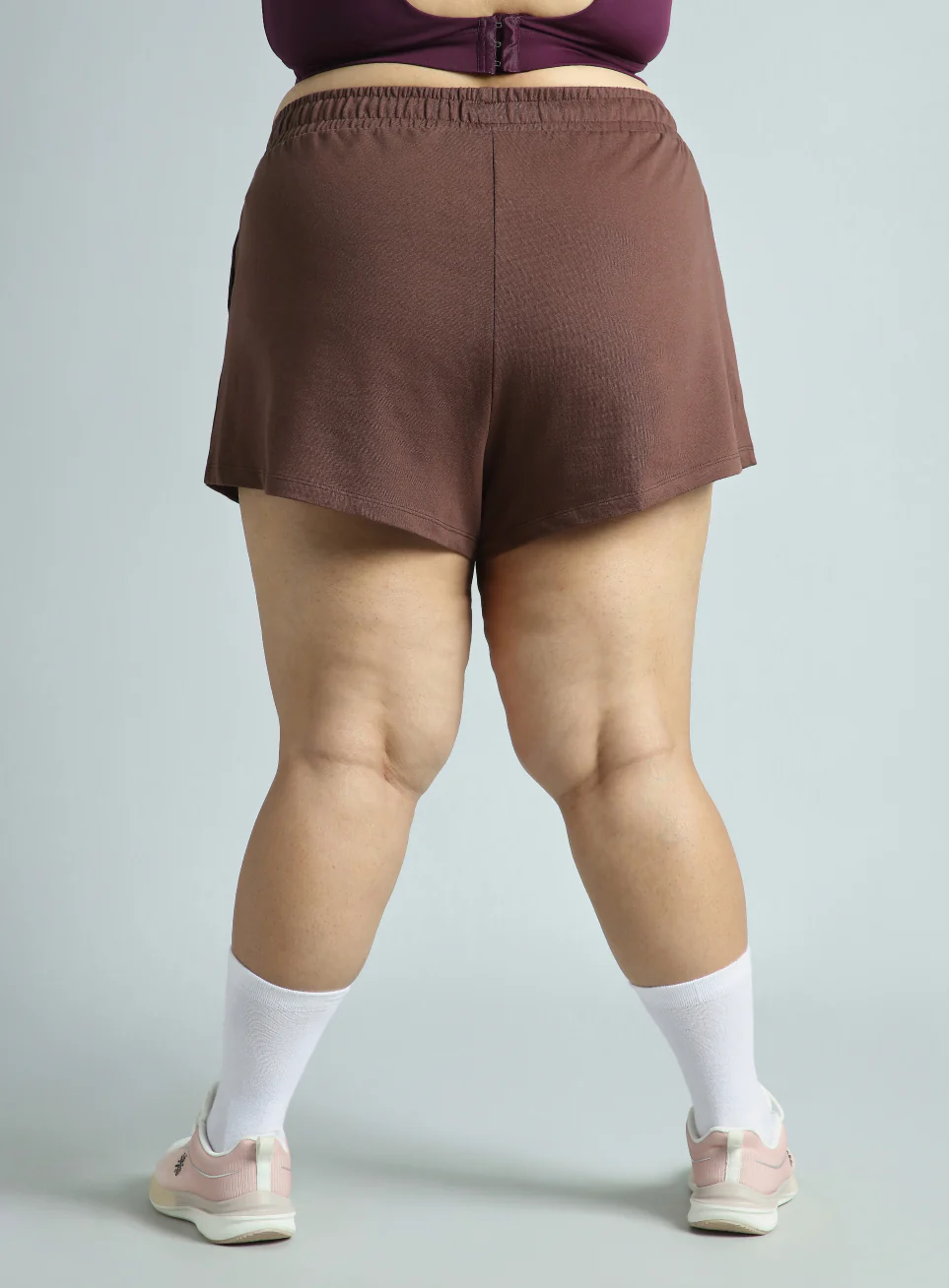 Women's Brown Plus Size Everyday Essential Cotton Shorts - Image 6