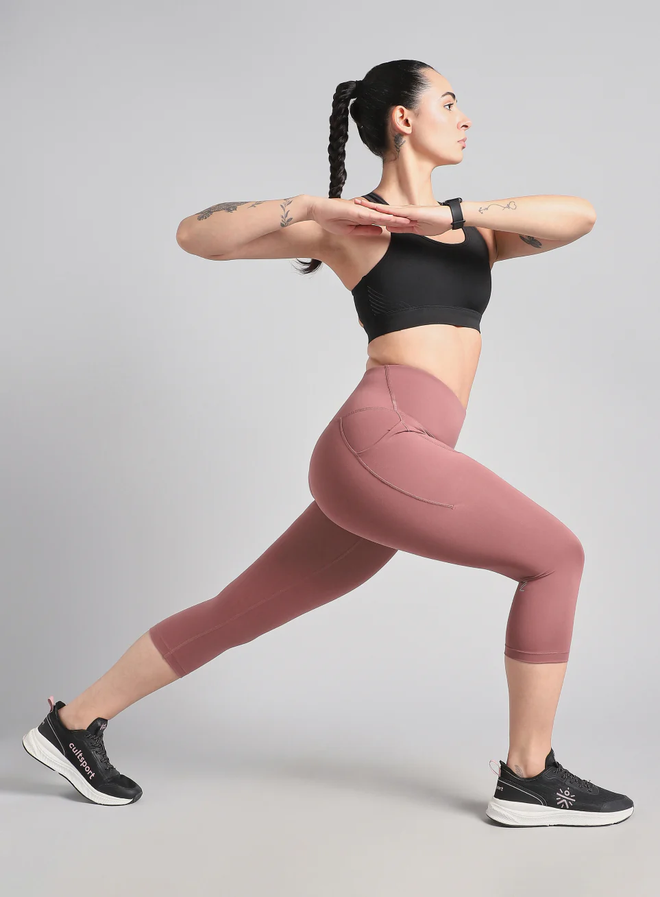 Women's Brown Everyday Run Cropped Length COMFlex Tights - Image 3