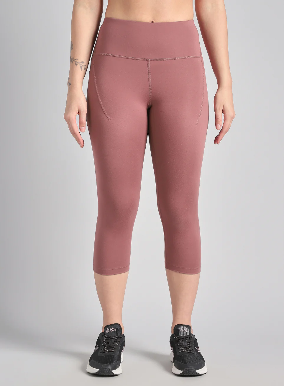 Women's Brown Everyday Run Cropped Length COMFlex Tights - Image 4