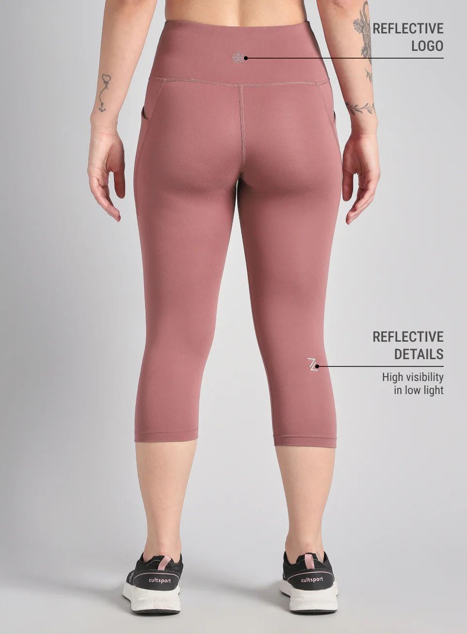 Women's Brown Everyday Run Cropped Length COMFlex Tights - Image 6