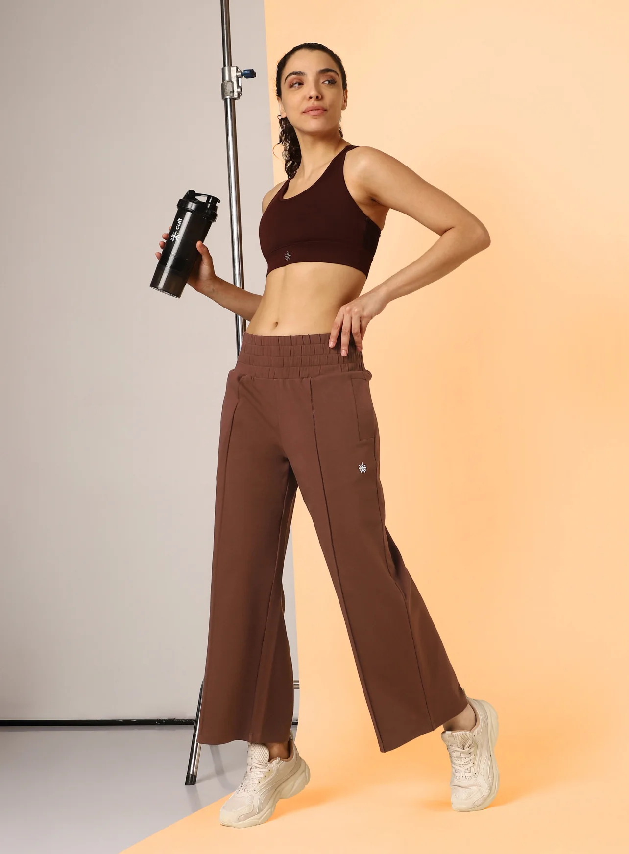 Women's Brown Flex Premium Wide Leg High Waist Pants - Image 3