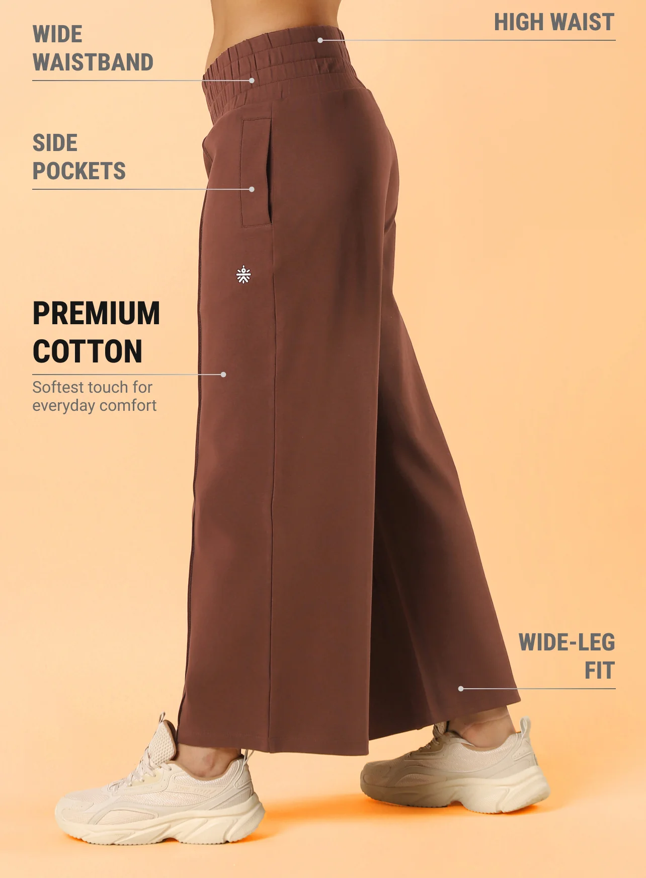Women's Brown Flex Premium Wide Leg High Waist Pants - Image 5