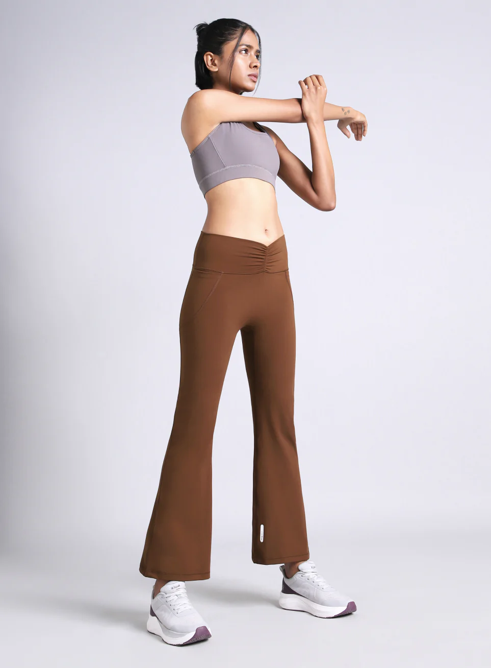 Women's Brown Flow Training COMFlex Flare Pants - Image 2