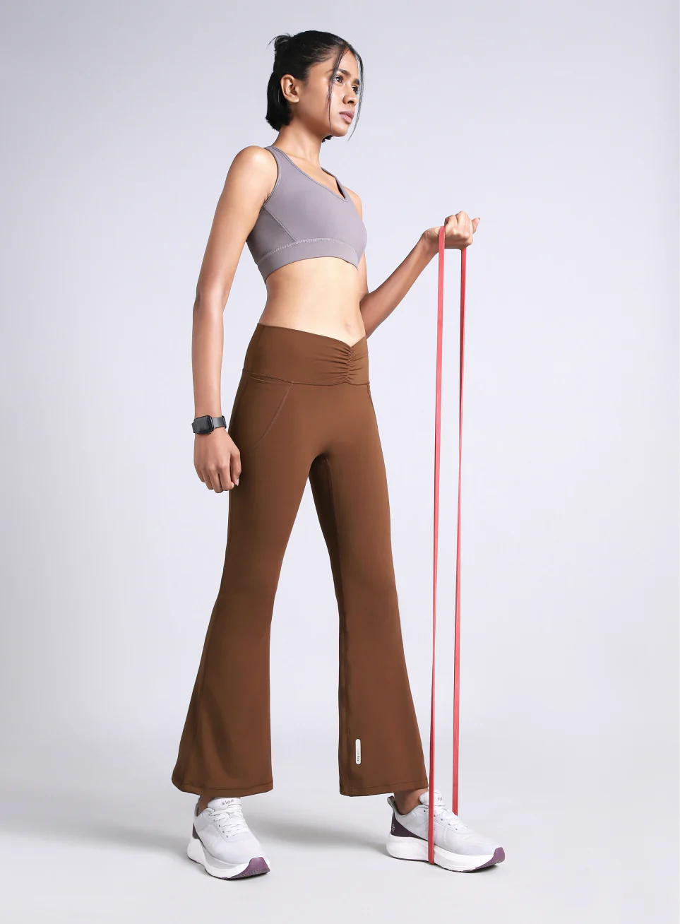 Women's Brown Flow Training COMFlex Flare Pants - Image 3