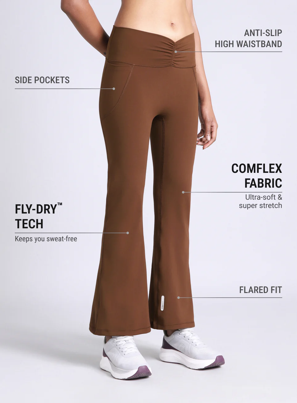 Women's Brown Flow Training COMFlex Flare Pants - Image 5