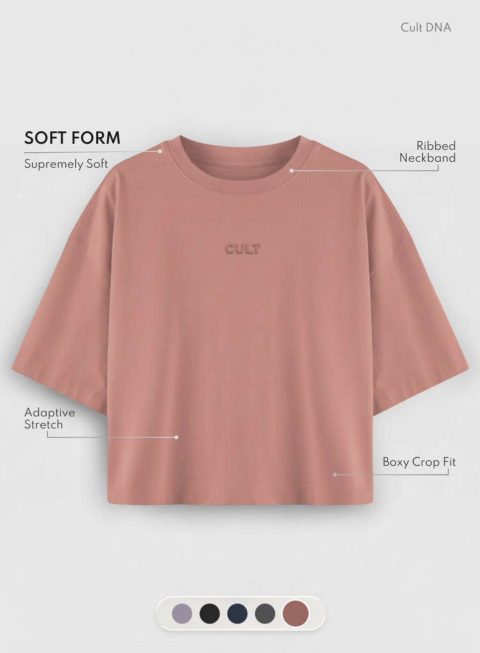 Women's Brown Form Mid Boxy T-shirt - Image 4