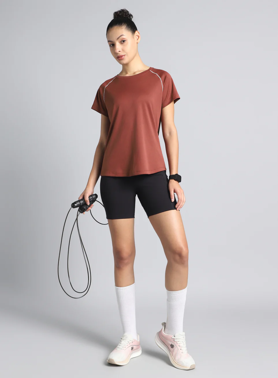 Women's Brown HIIT Recycled Poly Performance T-shirt - Image 2