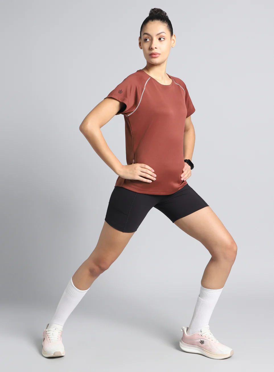 Women's Brown HIIT Recycled Poly Performance T-shirt - Image 3