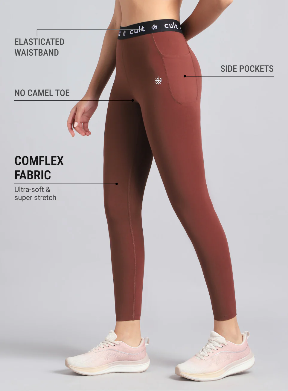 Women's Brown Move Easy COMFlex Tights - Image 5