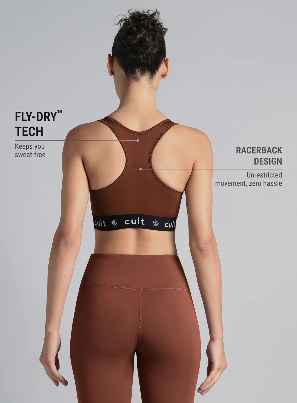 Women's Brown Move Easy High Support Sports Bra - Image 6