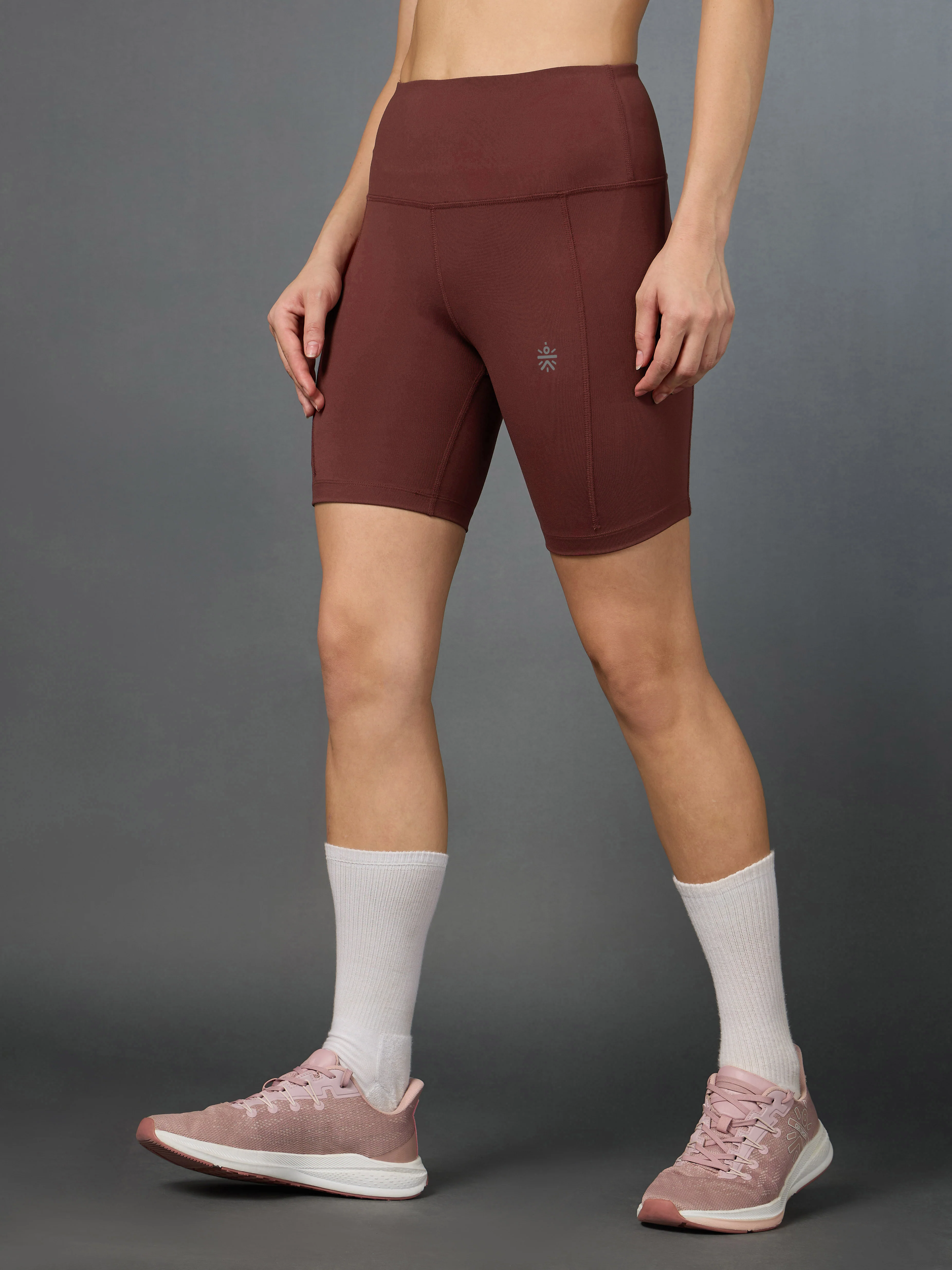 Women's Brown Performance Biker Shorts - Image 5