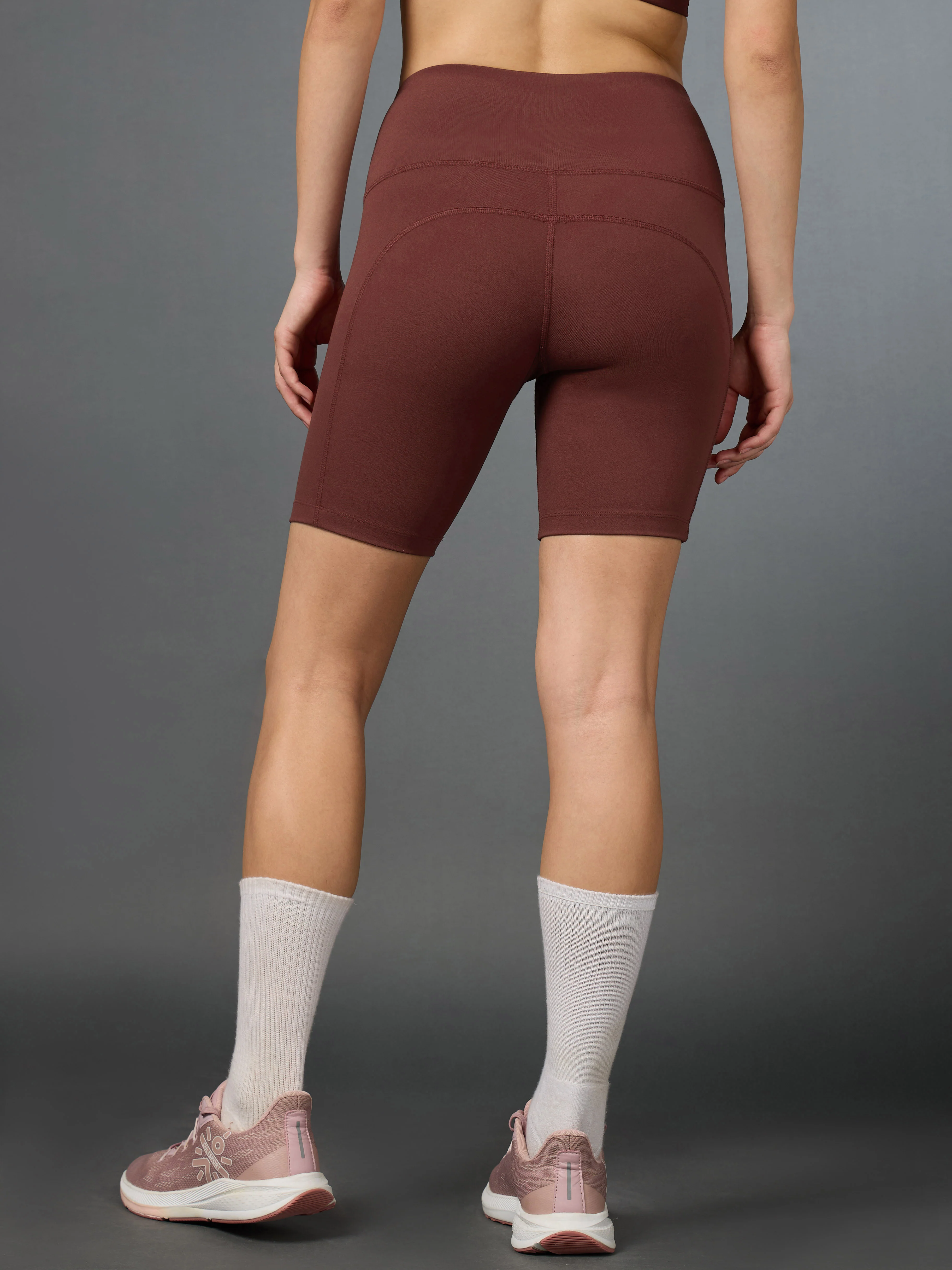 Women's Brown Performance Biker Shorts - Image 6