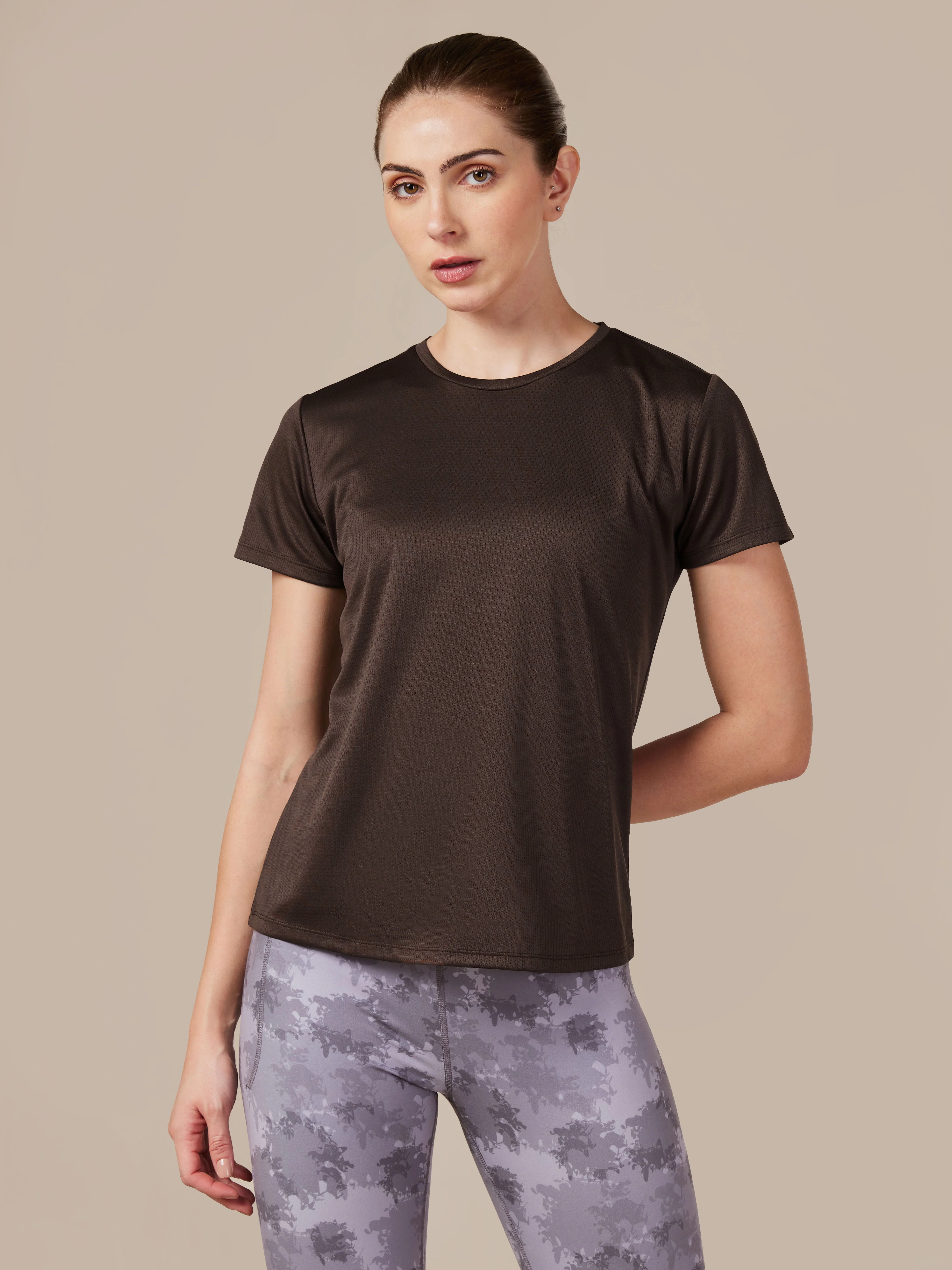 Women's Brown Performance T-shirt - Image 2