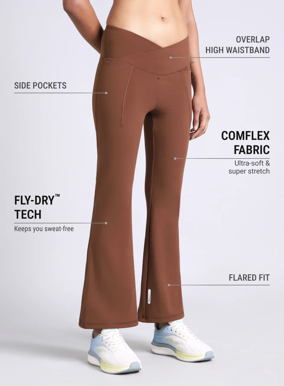 Women's Brown Pilates COMFlex Flare Pants - Image 5