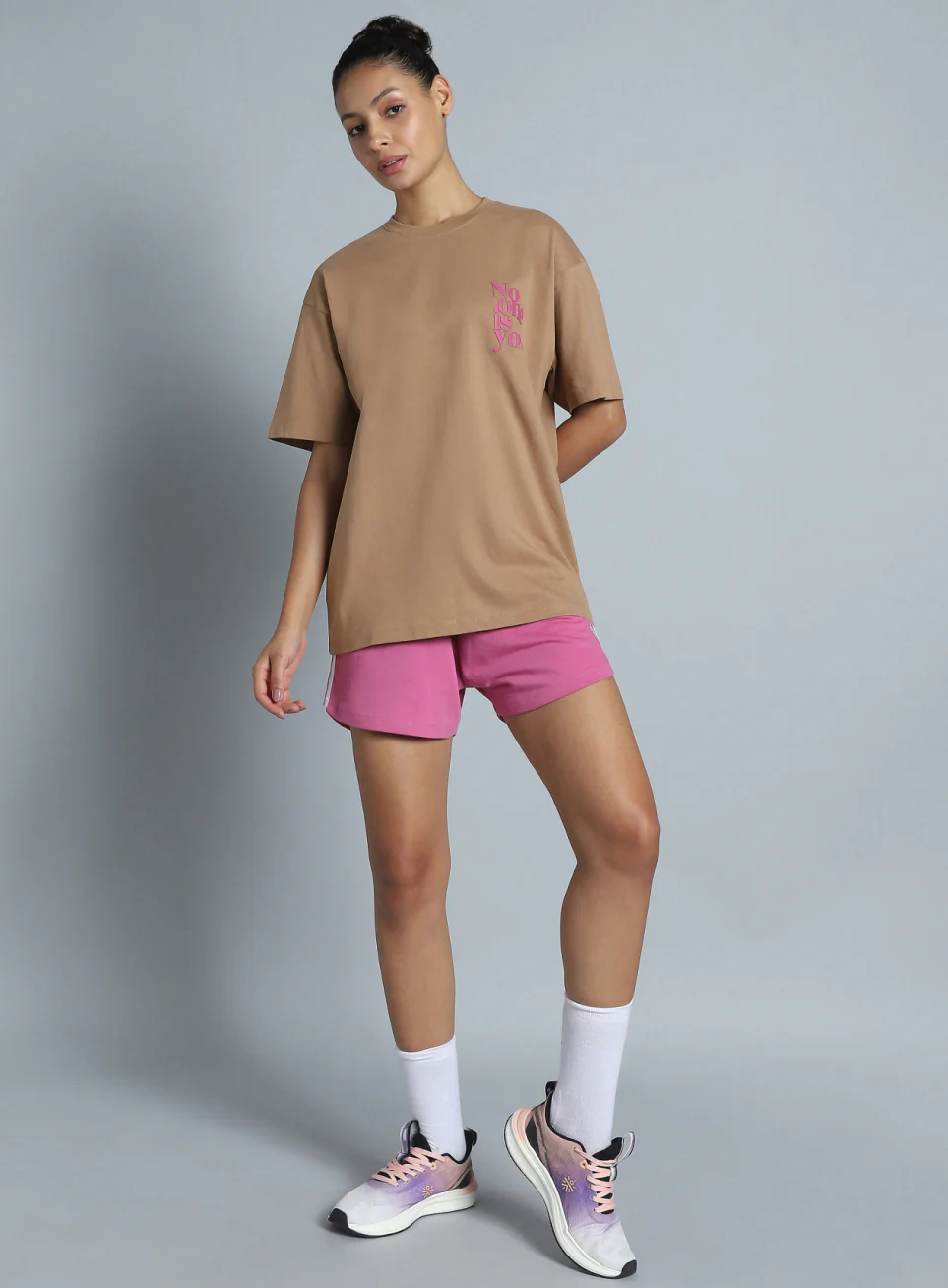 Women's Brown Printed Oversized Fit T-shirt - Image 2