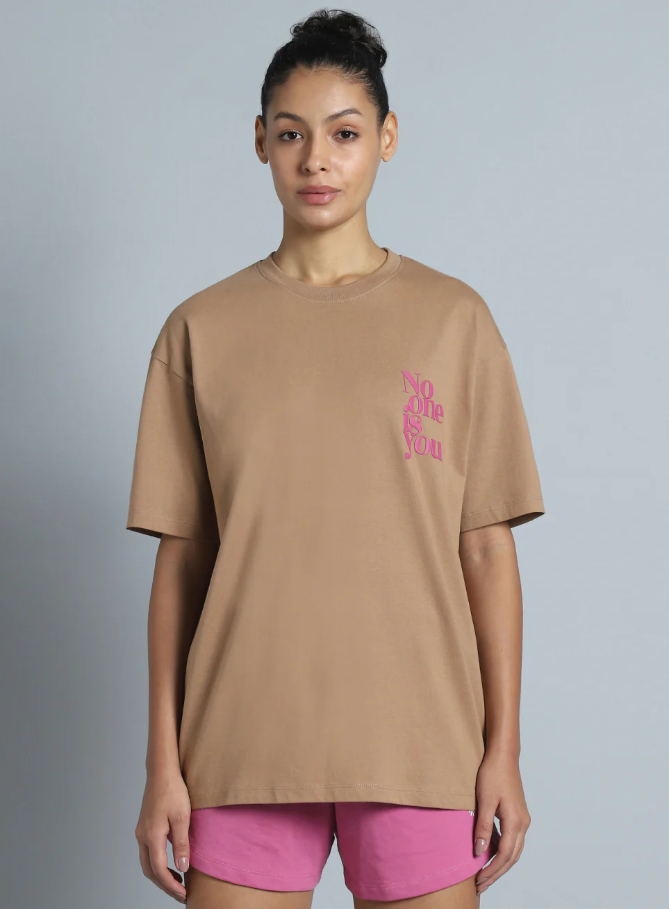 Women's Brown Printed Oversized Fit T-shirt - Image 4