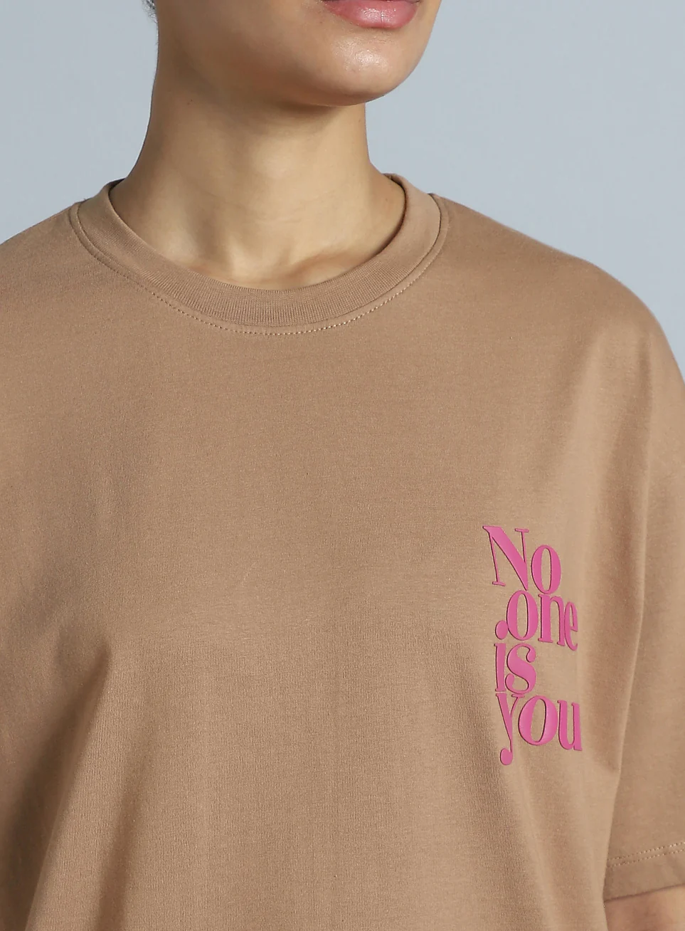 Women's Brown Printed Oversized Fit T-shirt - Image 7