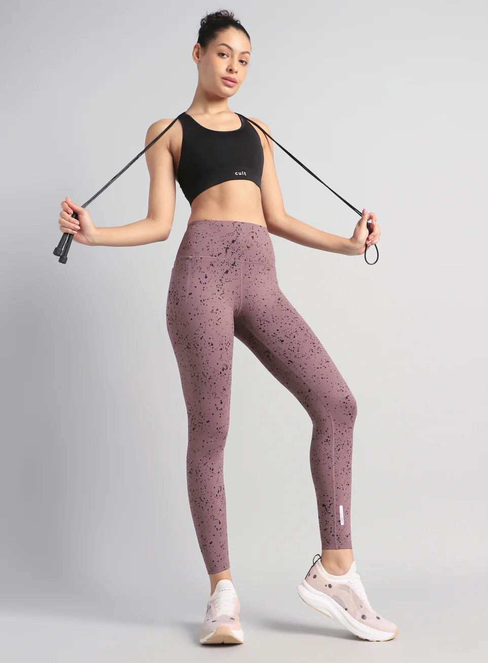 Women's Brown Printed Train All Day COMFlex Tights - Image 2