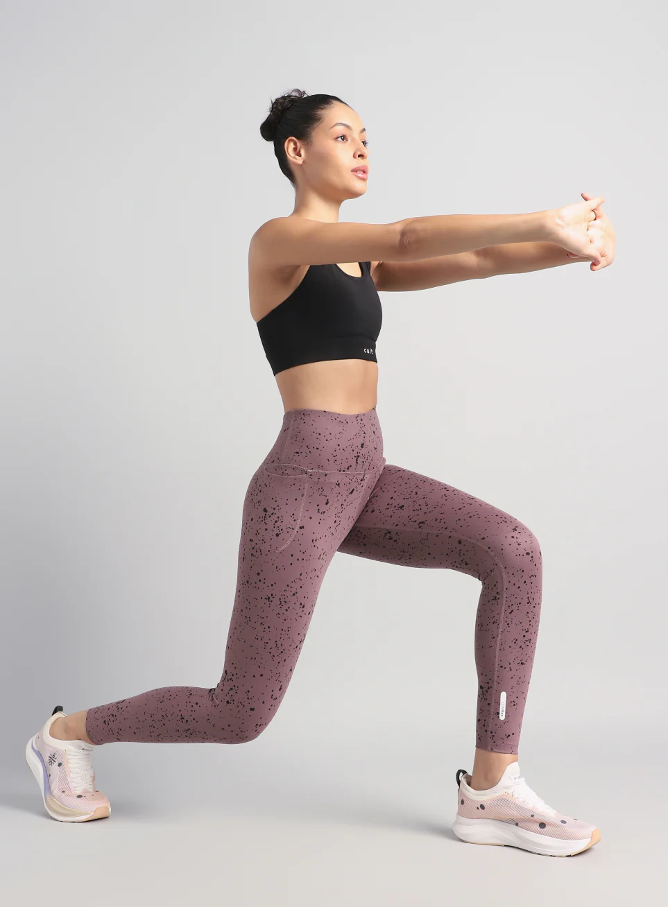 Women's Brown Printed Train All Day COMFlex Tights - Image 3