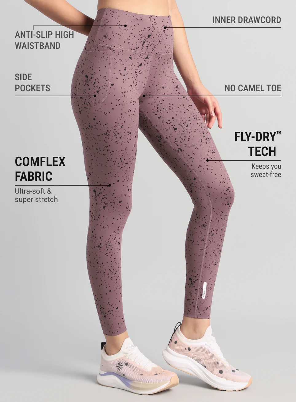 Women's Brown Printed Train All Day COMFlex Tights - Image 5