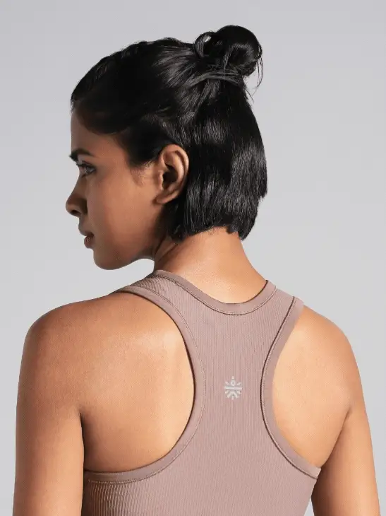 Women's Brown Run Built-In Tank Sports Bra - Image 10