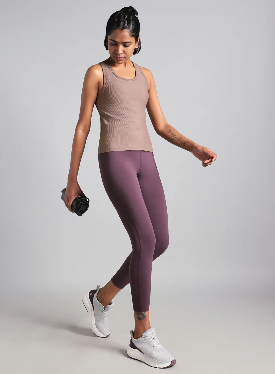Women's Brown Run Built-In Tank Sports Bra - Image 3
