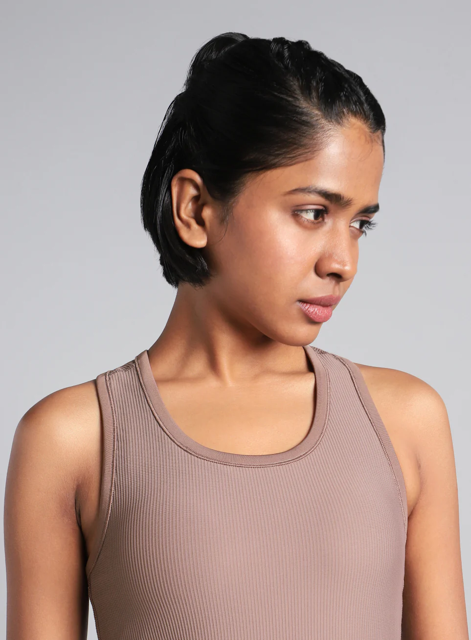 Women's Brown Run Built-In Tank Sports Bra - Image 8