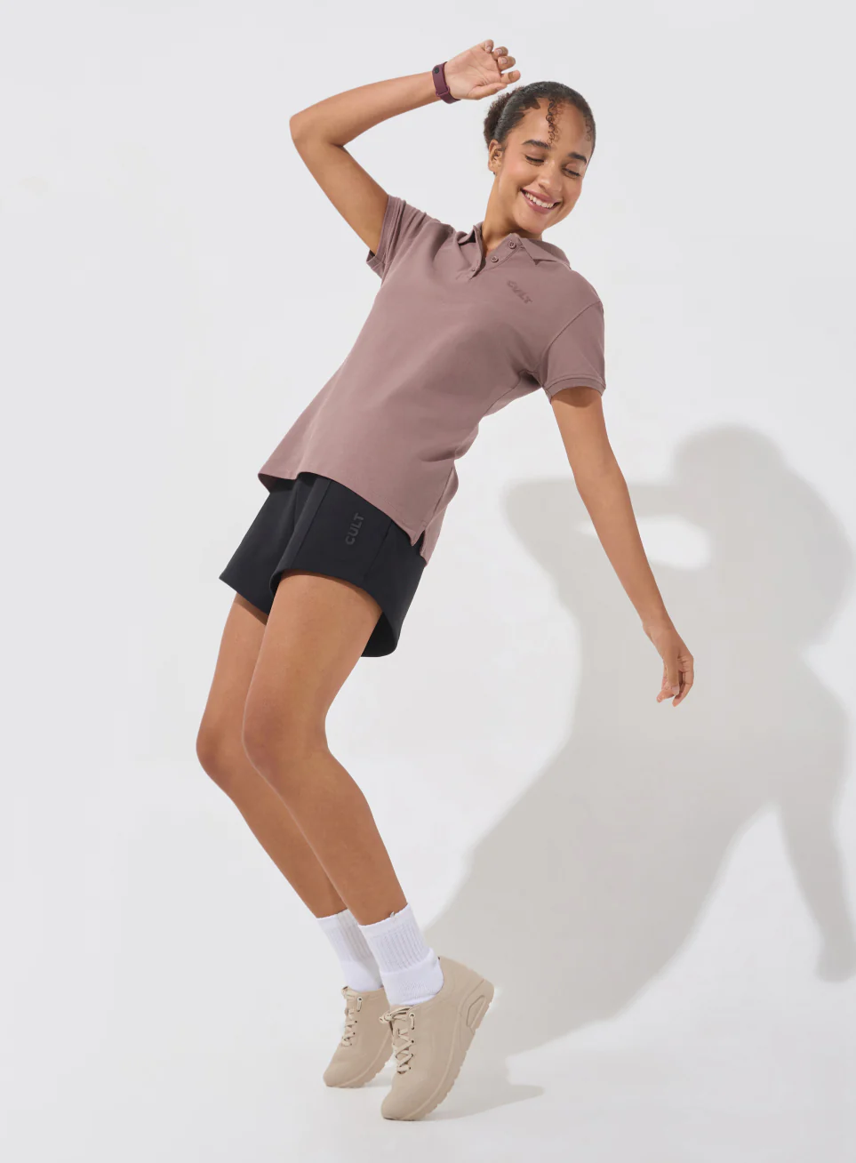 Women's Brown Soft Form Classic Polo T-shirt - Image 3