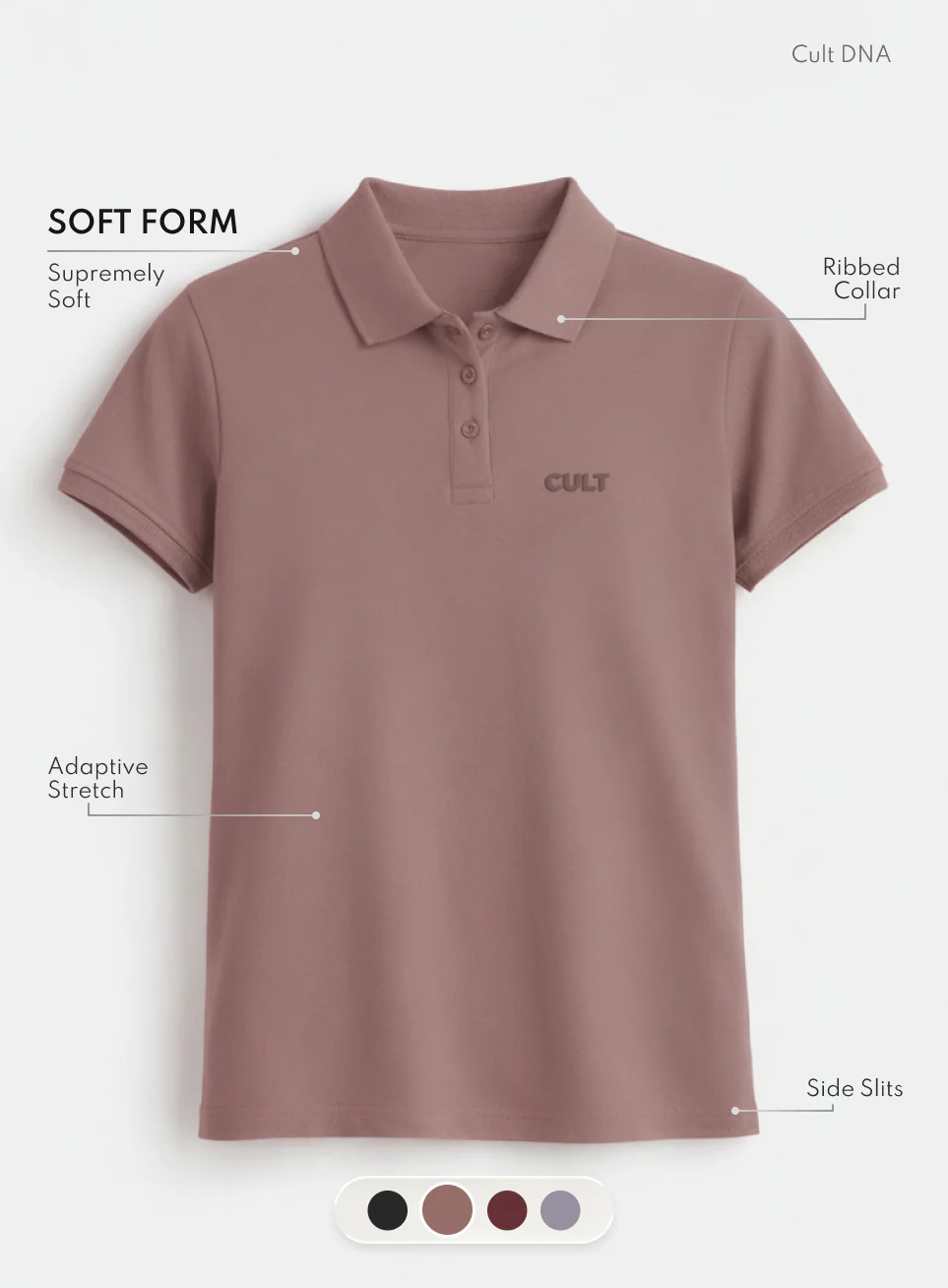 Women's Brown Soft Form Classic Polo T-shirt - Image 4