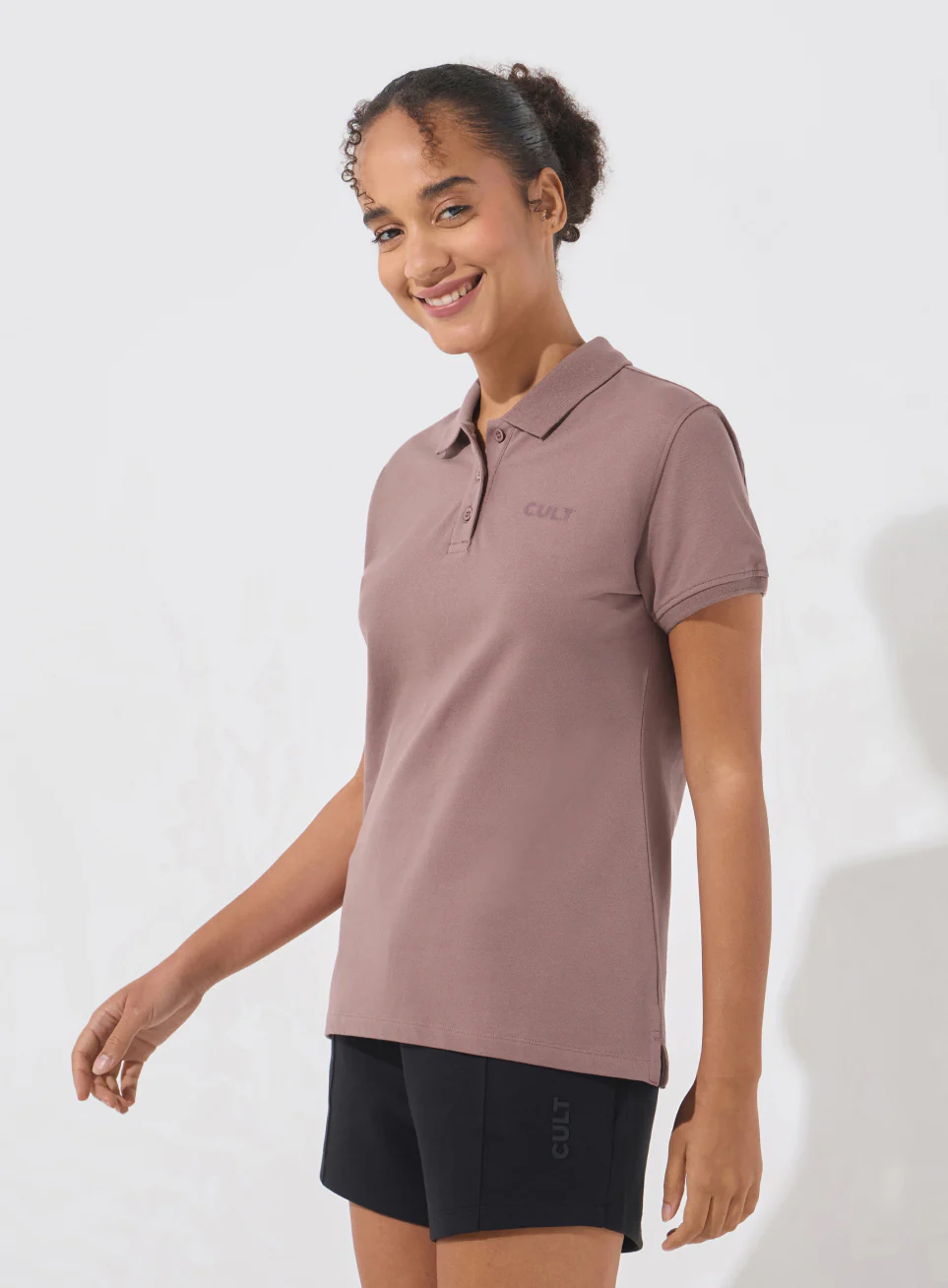 Women's Brown Soft Form Classic Polo T-shirt - Image 5