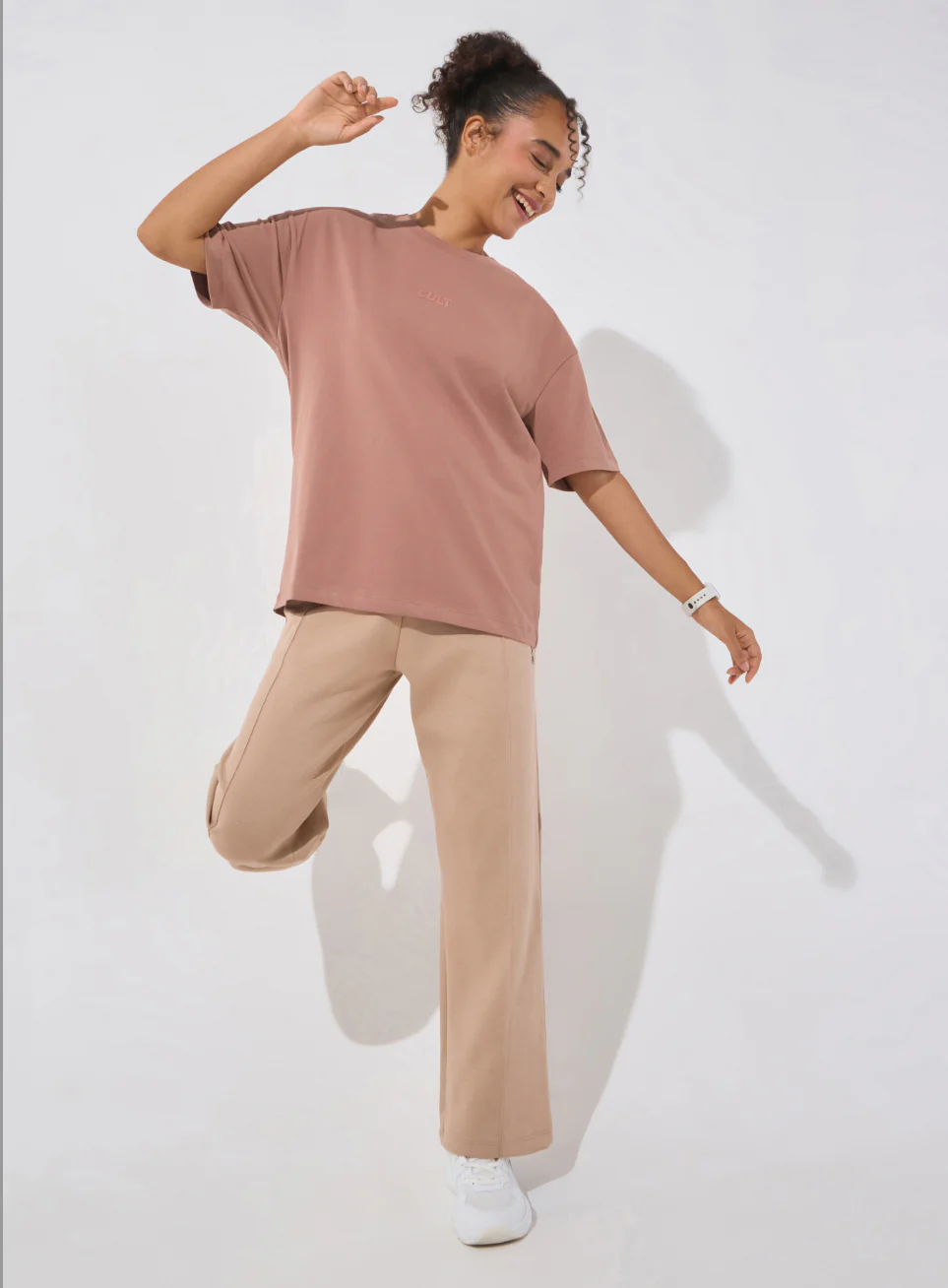 Women's Brown Soft Form Comfort Oversized T-shirt - Image 2