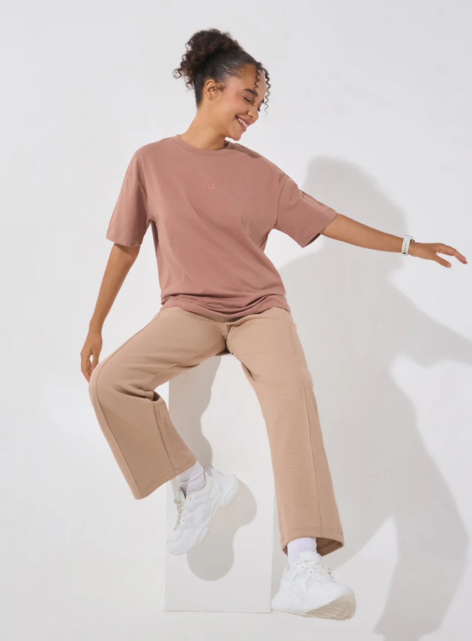 Women's Brown Soft Form Comfort Oversized T-shirt - Image 3