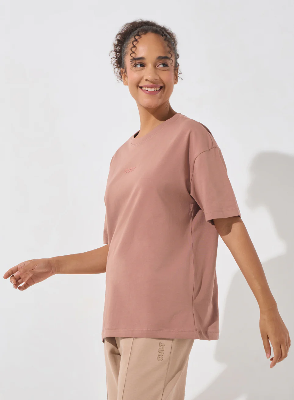 Women's Brown Soft Form Comfort Oversized T-shirt - Image 5