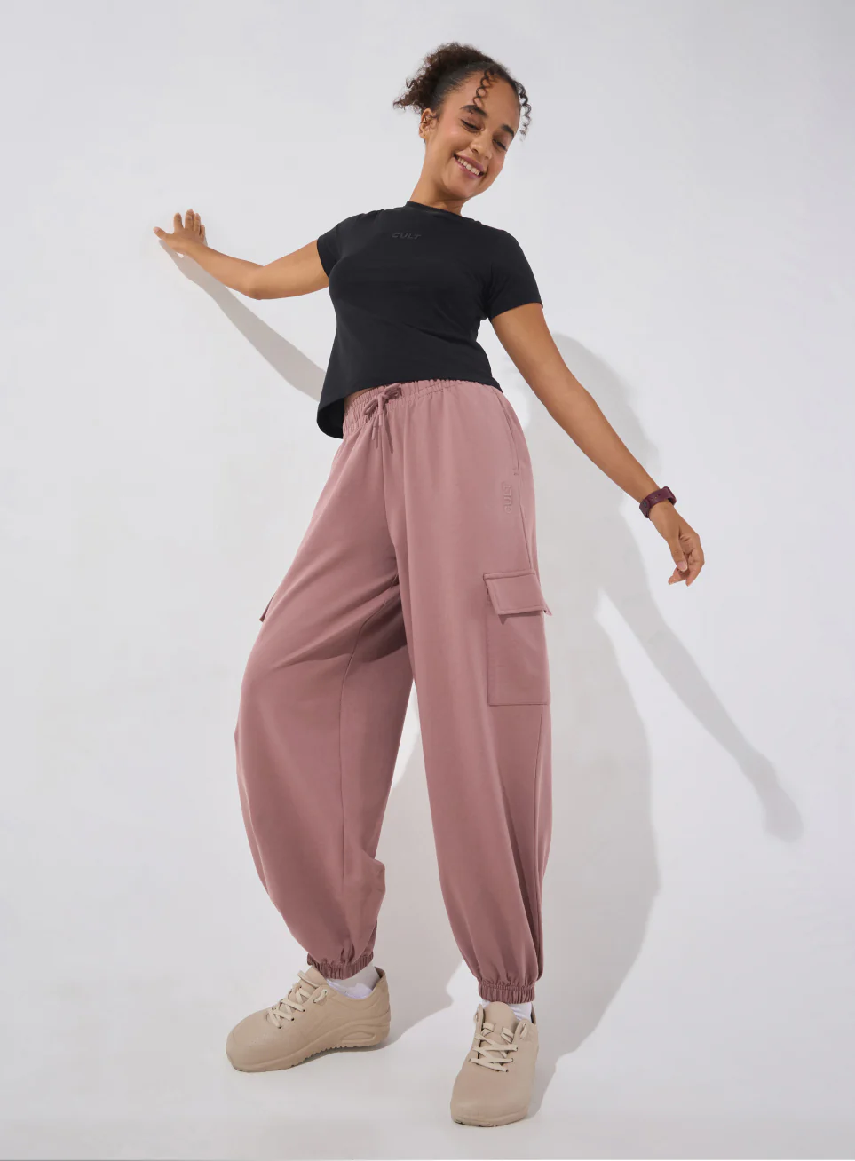 Women's Brown Soft Form Loose Fit Joggers - Image 2