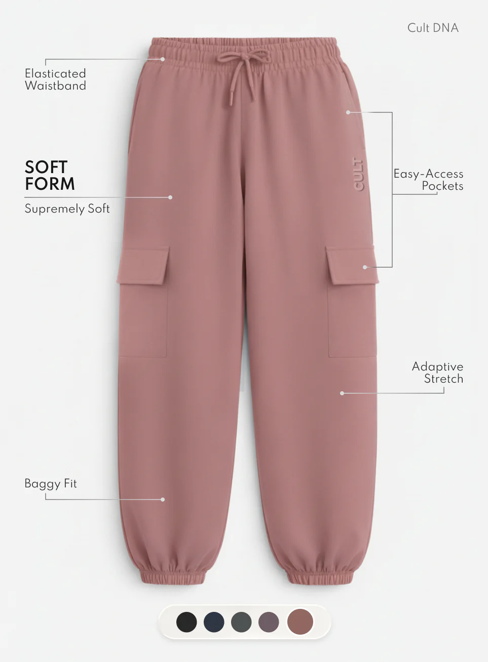 Women's Brown Soft Form Loose Fit Joggers - Image 4