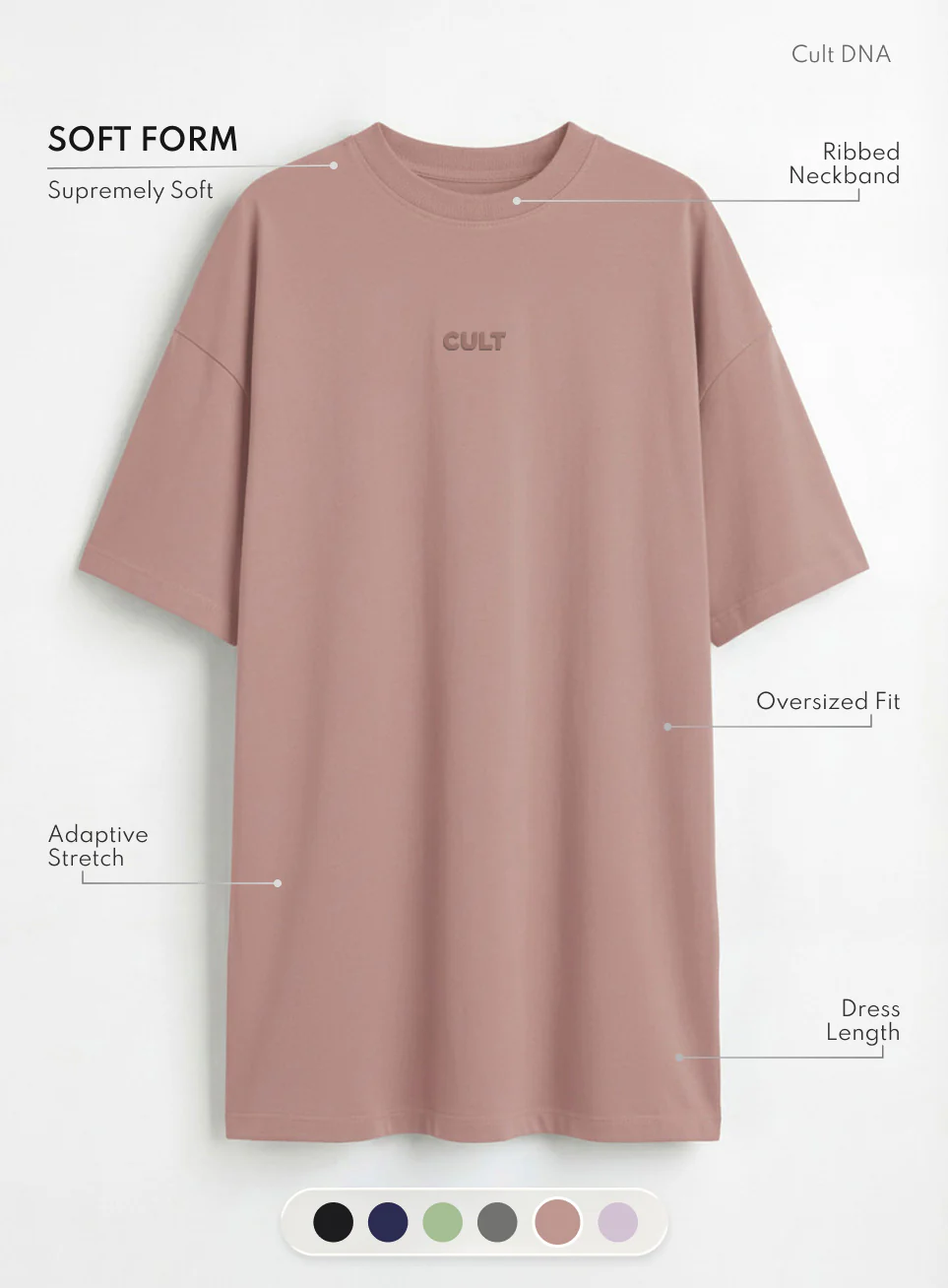 Women's Brown Soft Form Oversized T-shirt Dress - Image 4