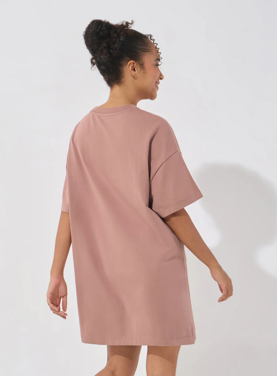 Women's Brown Soft Form Oversized T-shirt Dress - Image 6